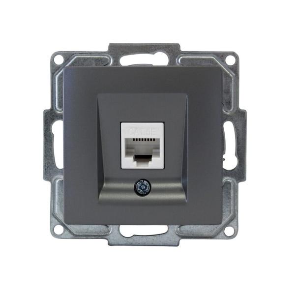 Gunsan Visage Datenbuchse 1-fach CAT5e Internet Netzwerk Dunkelsilber 57130